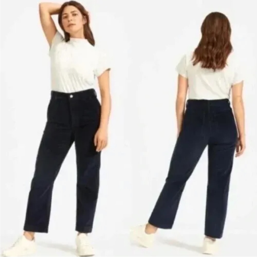 Everlane Navy Straight Leg Crop Corduroy Pants